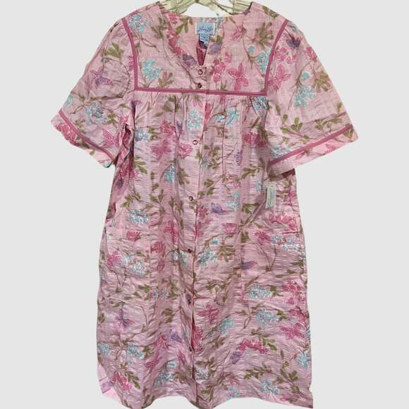 Vintage Y2K  Leisure Life Floral House Dress House Cottage Snap Button Size M - Picture 1 of 8